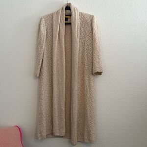 St. John Open Front Knit Cardigan in Cream Sparkle Italy Wool